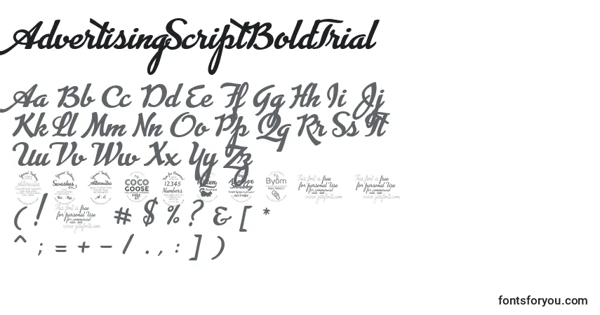 Schriftart AdvertisingScriptBoldTrial – Alphabet, Zahlen, spezielle Symbole