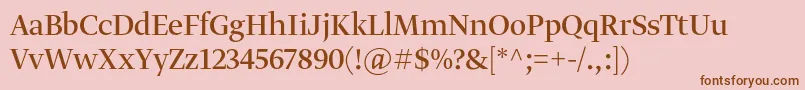 GretadisplayproRegular-fontti – ruskeat fontit vaaleanpunaisella taustalla