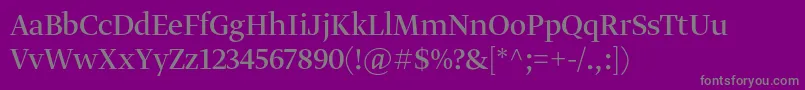 GretadisplayproRegular-fontti – harmaat kirjasimet violetilla taustalla