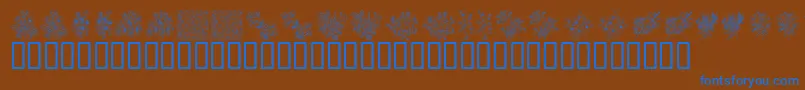 フォントKrFloralColorMe – 茶色の背景に青い文字