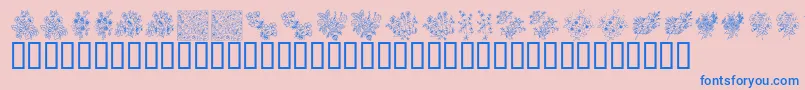 Więcej informacji o czcionce KrFloralColorMe Czcionka KrFloralColorMe – niebieskie czcionki na różowym tle
