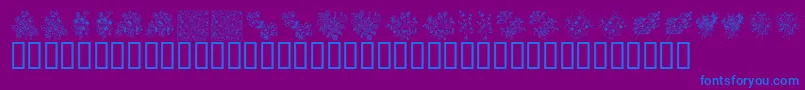 Czcionka KrFloralColorMe – niebieskie czcionki na fioletowym tle