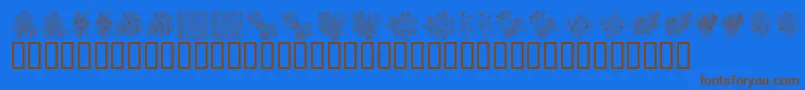 フォントKrFloralColorMe – 茶色の文字が青い背景にあります。