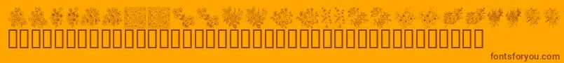 KrFloralColorMe-fontti – ruskeat fontit oranssilla taustalla