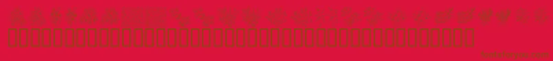 KrFloralColorMe-Schriftart – Braune Schriften auf rotem Hintergrund