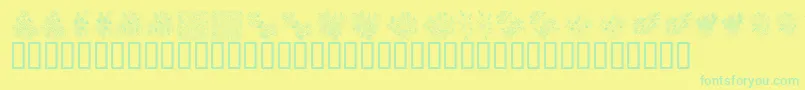 フォントKrFloralColorMe – 黄色い背景に緑の文字