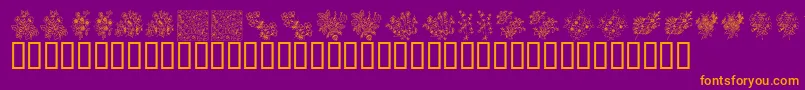 KrFloralColorMe-fontti – oranssit fontit violetilla taustalla
