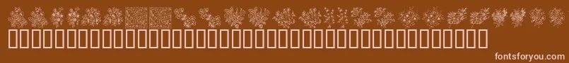 KrFloralColorMe-fontti – vaaleanpunaiset fontit ruskealla taustalla