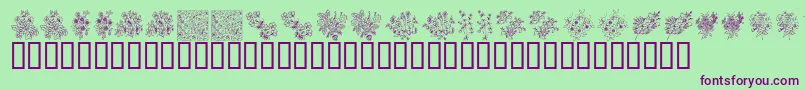 KrFloralColorMe-Schriftart – Violette Schriften auf grünem Hintergrund