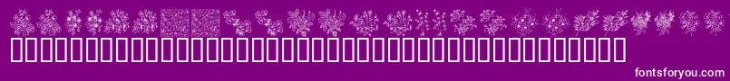 Fonte KrFloralColorMe – fontes brancas em um fundo violeta