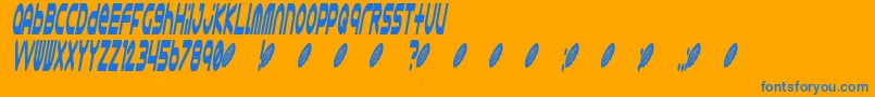 Astro 868-Schriftart – Blaue Schriften auf orangefarbenem Hintergrund