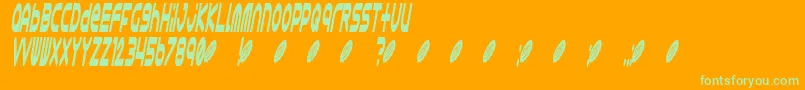 Astro 868-Schriftart – Grüne Schriften auf orangefarbenem Hintergrund