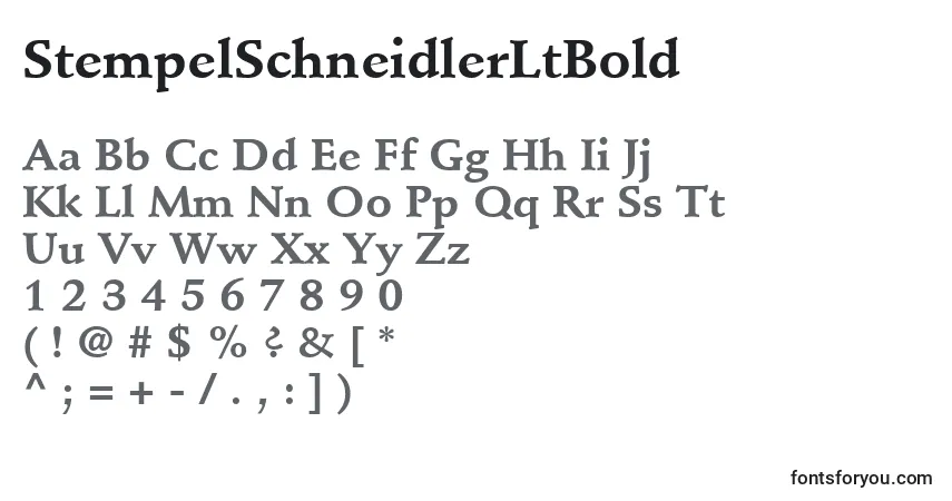 Шрифт StempelSchneidlerLtBold – алфавит, цифры, специальные символы