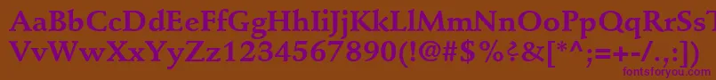 StempelSchneidlerLtBold-Schriftart – Violette Schriften auf braunem Hintergrund