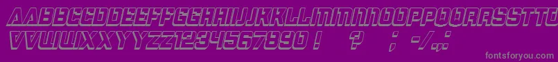 Bombardment3DItalic-Schriftart – Graue Schriften auf violettem Hintergrund