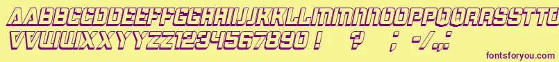 Bombardment3DItalic Font – Purple Fonts on Yellow Background