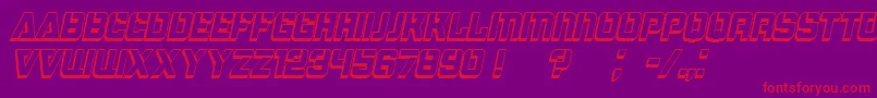 Bombardment3DItalic Font – Red Fonts on Purple Background