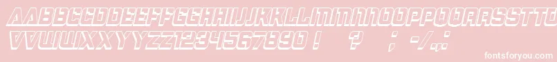 Bombardment3DItalic-Schriftart – Weiße Schriften auf rosa Hintergrund