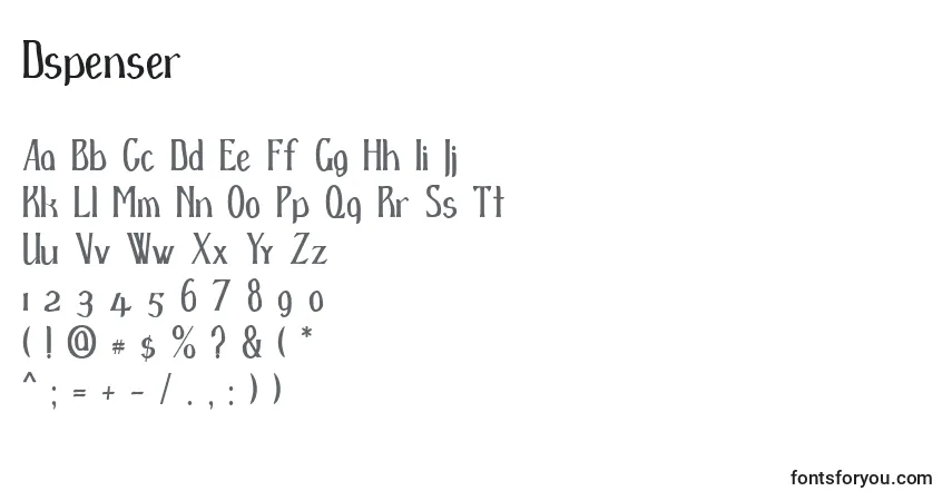 A fonte Dspenser – alfabeto, números, caracteres especiais