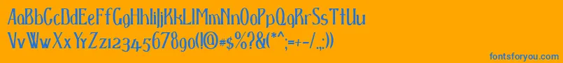 Dspenser-Schriftart – Blaue Schriften auf orangefarbenem Hintergrund