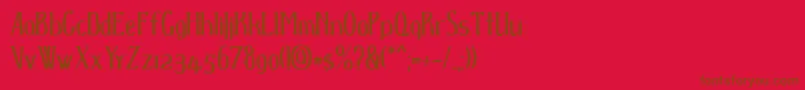 Dspenser-Schriftart – Braune Schriften auf rotem Hintergrund