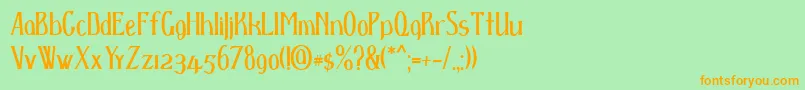 フォントDspenser – オレンジの文字が緑の背景にあります。