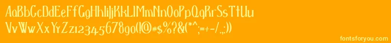 Dspenser-Schriftart – Gelbe Schriften auf orangefarbenem Hintergrund