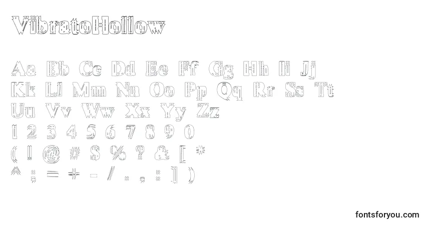Czcionka VibratoHollow – alfabet, cyfry, specjalne znaki