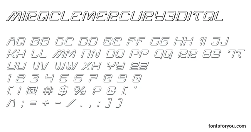 Miraclemercury3Dital Font – alphabet, numbers, special characters