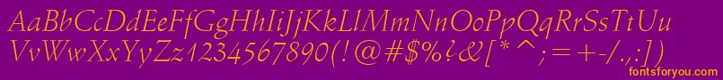 SchneidlerLightItalicBt Font – Orange Fonts on Purple Background