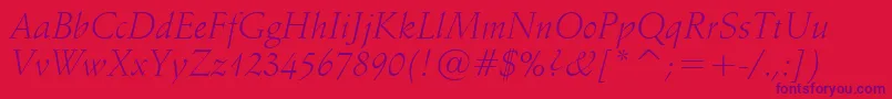 SchneidlerLightItalicBt Font – Purple Fonts on Red Background