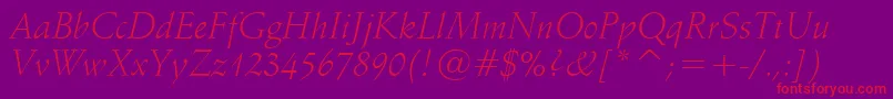 SchneidlerLightItalicBt Font – Red Fonts on Purple Background