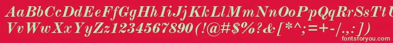 Czcionka ModernmtBoldItalic – zielone czcionki na czerwonym tle