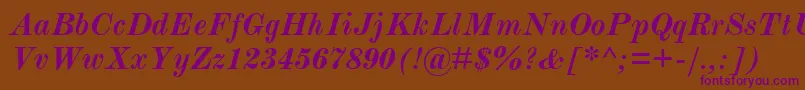 ModernmtBoldItalic Font – Purple Fonts on Brown Background