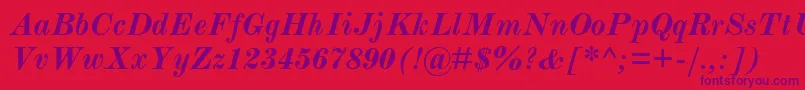 Czcionka ModernmtBoldItalic – fioletowe czcionki na czerwonym tle