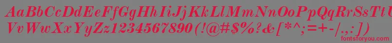 フォントModernmtBoldItalic – 赤い文字の灰色の背景