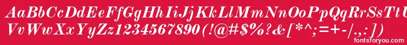 フォントModernmtBoldItalic – 赤い背景に白い文字