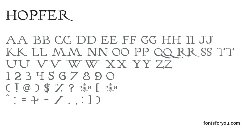 Schriftart Hopfer – Alphabet, Zahlen, spezielle Symbole