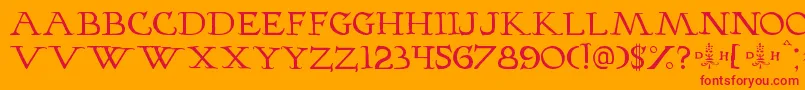 フォントHopfer – オレンジの背景に赤い文字