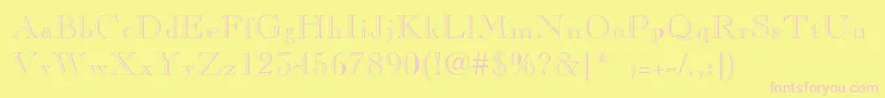 CaslonopenfaceThin-fontti – vaaleanpunaiset fontit keltaisella taustalla