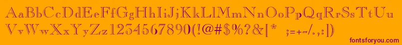 CaslonopenfaceThin-Schriftart – Violette Schriften auf orangefarbenem Hintergrund