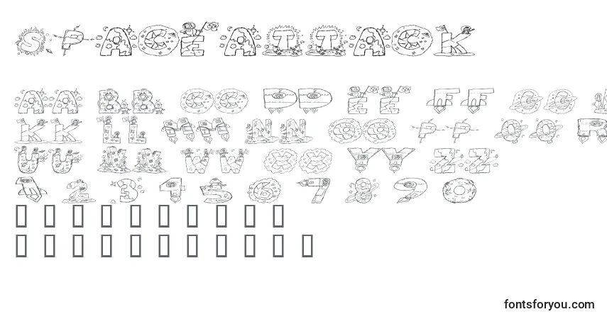 Schriftart SpaceAttack – Alphabet, Zahlen, spezielle Symbole