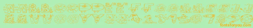 SpaceAttack Font – Orange Fonts on Green Background