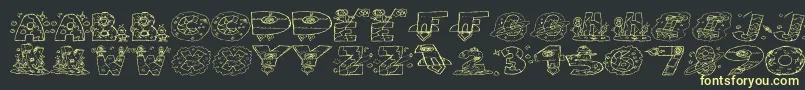 Fonte SpaceAttack – fontes amarelas em um fundo preto