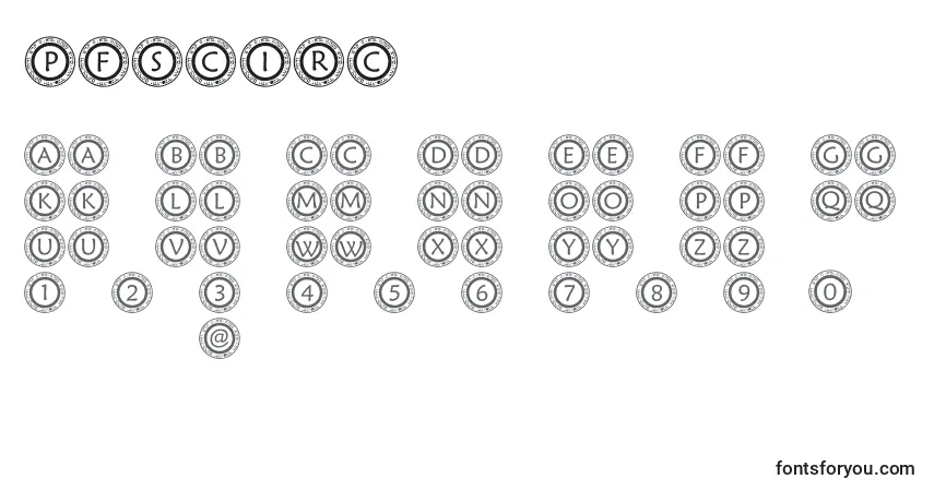 Schriftart PfScirc – Alphabet, Zahlen, spezielle Symbole