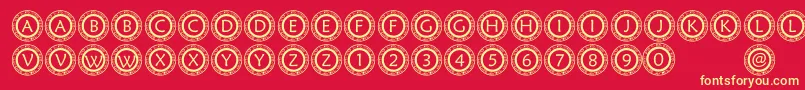 フォントPfScirc – 黄色の文字、赤い背景