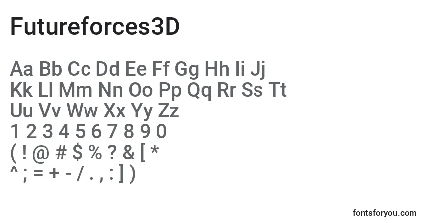 A fonte Futureforces3D – alfabeto, números, caracteres especiais