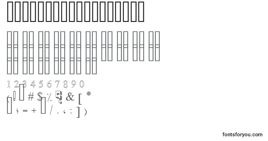Schriftart SimpleIndustShaded – Alphabet, Zahlen, spezielle Symbole
