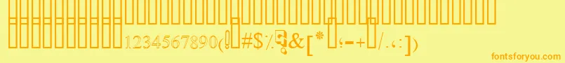 SimpleIndustShaded-Schriftart – Orangefarbene Schriften auf gelbem Hintergrund