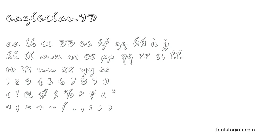 Czcionka Eagleclaw3D – alfabet, cyfry, specjalne znaki
